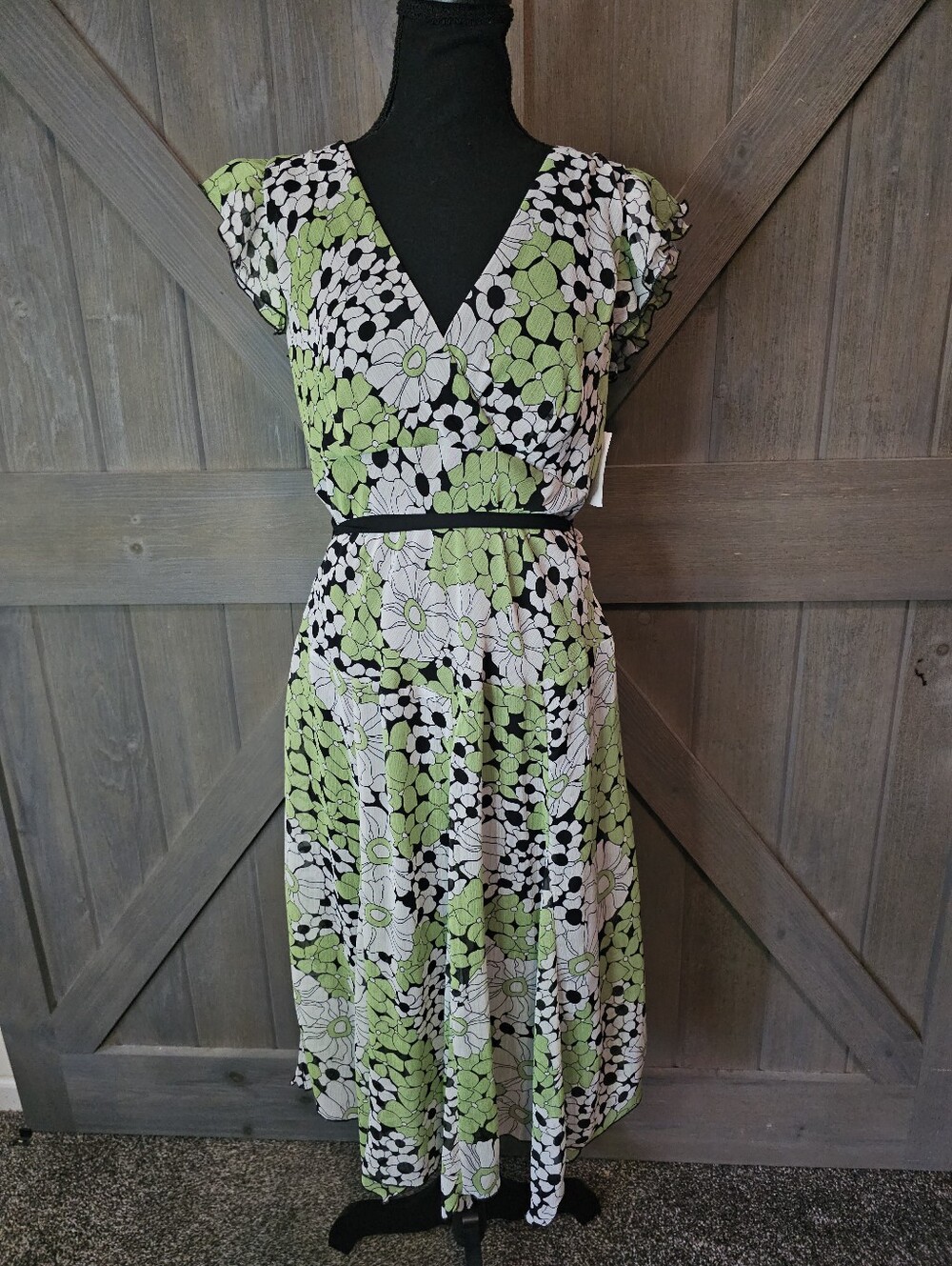 Nwt Rabbit Rabbit Rabbit Green Floral Midi Dress sz Medium